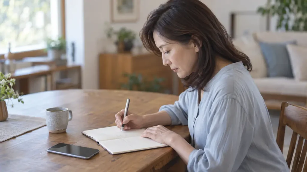 想いをのーろに書き出す女性